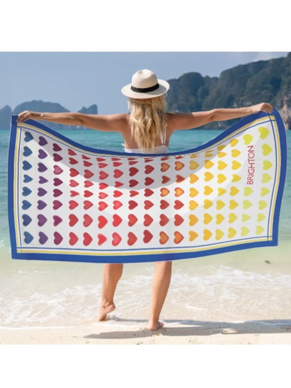 Brighton Fun in the Sun Ombré Hearts  Beach Towel NWT